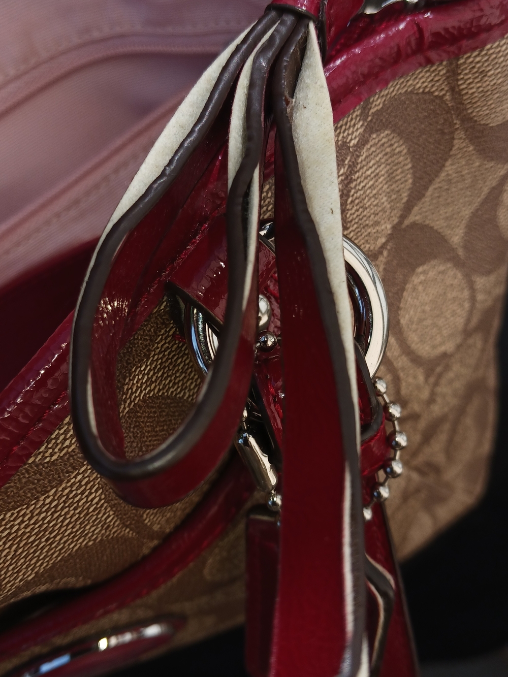 Coach Signature Canvas Tote with Red Trim - Picture 4 of 14